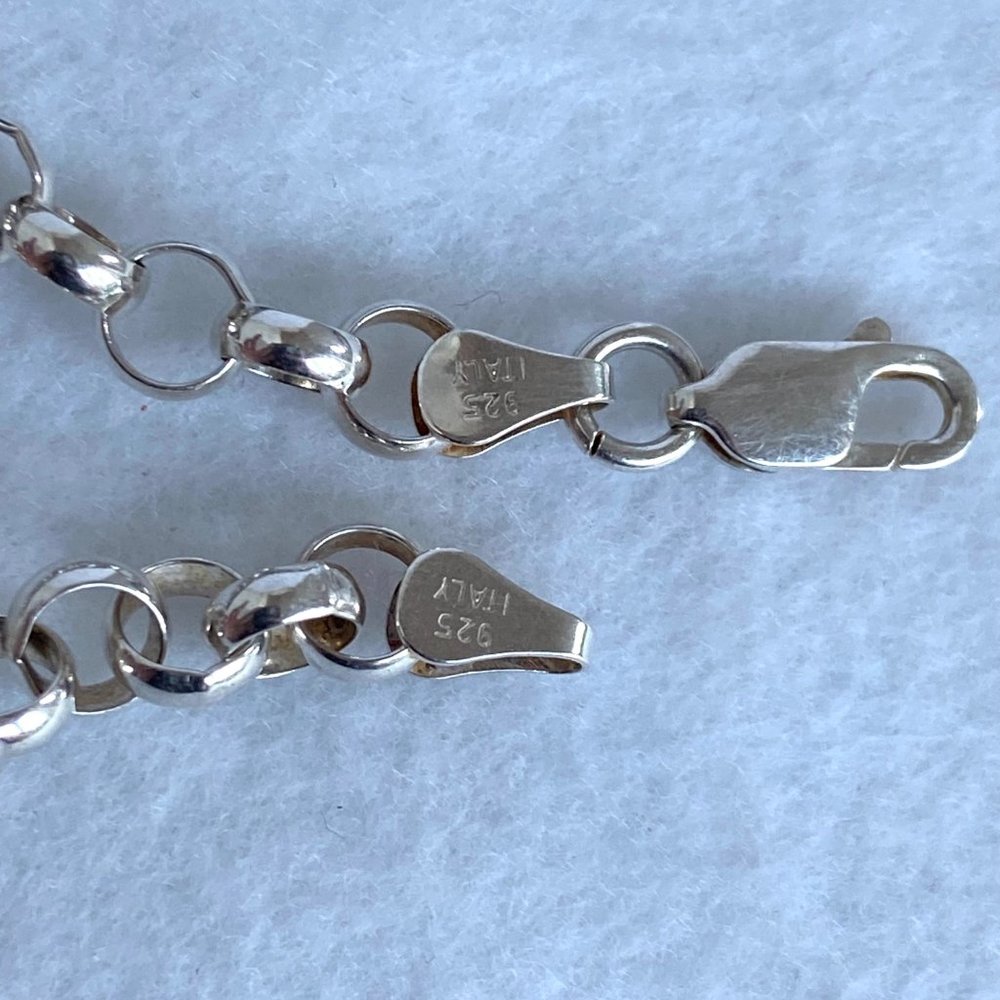 Sterling Silver 925 AGI Italy 6MM Rolo Link Bell Charm Bracelet Size 8" 13.5g - Picture 10 of 17